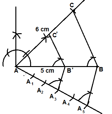 construction of triangle 3/5 th of the given triagle