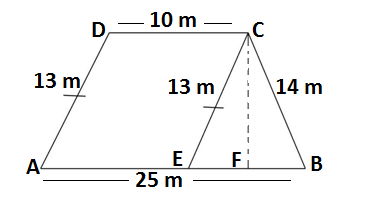 Trapizium ABCD with 13 cm and 14 cm non parallels