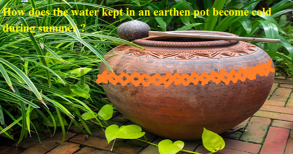 How does the water kept in an earthen pot become cold during summer ?