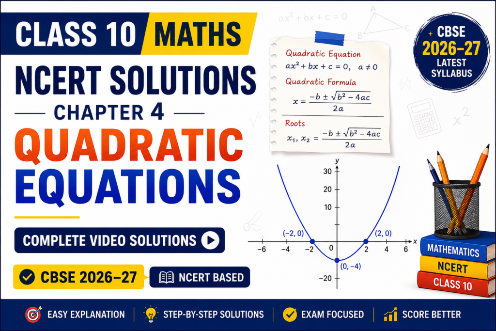 Class 10 Maths NCERT Solutions Chapter 4 Quadratic Equations Complete Video Solutions CBSE 2026–27