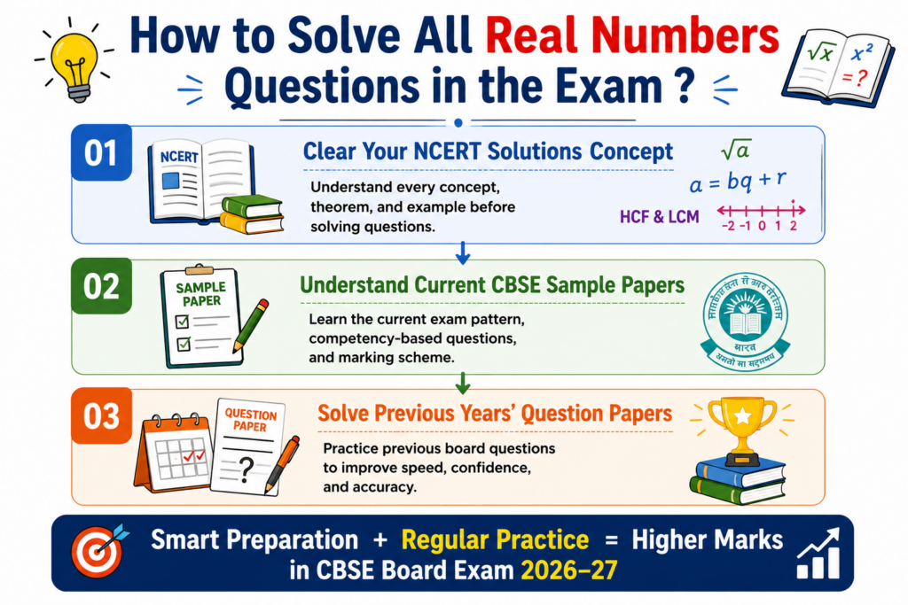 How to solve all real numbers questions in the exam ?