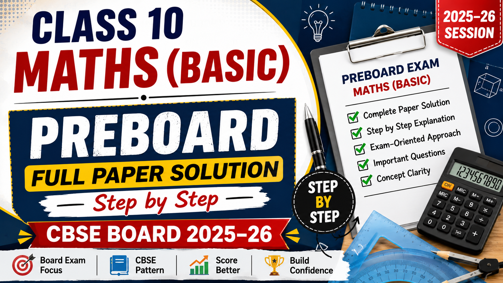 Class 10 Maths (Basic) Preboard Full Paper Solution | CBSE Board 2025–26 | Step by Step