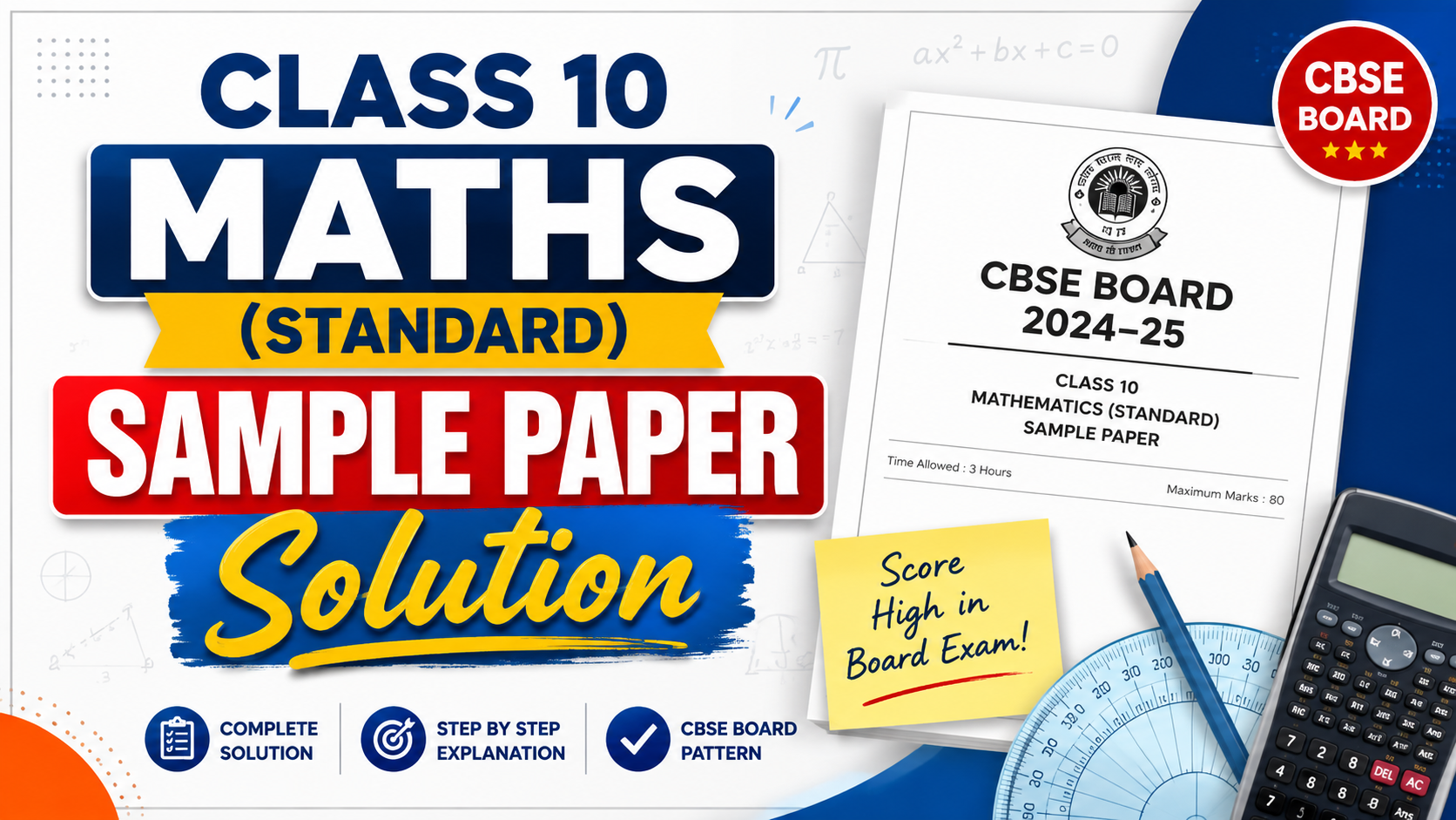 Class 10 Maths (Standard) Sample Paper Solution CBSE Board 2024–25