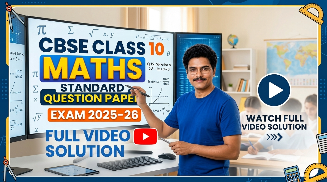 Class 10 Maths Standard Question Paper CBSE Board Exam 2025–26 – Full Video Solution